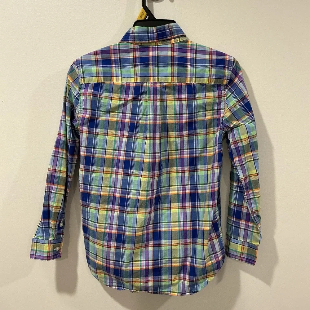 Ralph Lauren Kids Plaid Oxford Button Down Shirt Long Sleeve Size 7 Preppy